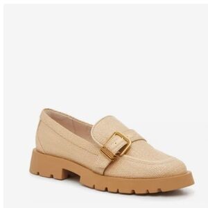 Women's Cream Loafers with Gold Buckle